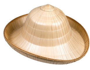 A beautifully woven traditional conical hat, highlighting the artistry of its natural material construction.