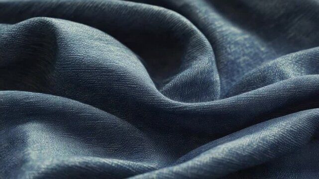 Close-up of draped dark blue fabric with subtle texture.