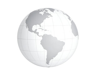 Digital rendering of a modern world globe displaying the Western Hemisphere with grid lines