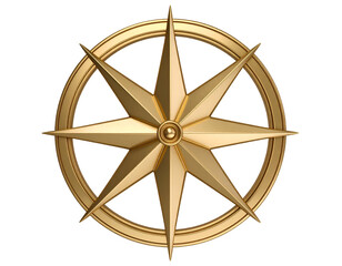 A beautifully rendered golden compass rose, perfect for illustrating themes of direction and adventure.