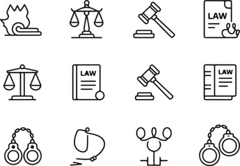 Fototapeta premium Law and Order Thin Line Symbol Pack