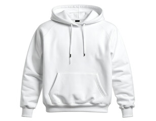 This pristine white hoodie features a classic design with a front pocket and adjustable drawstrings.