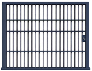 Sturdy metal bars stand as a formidable barrier, evoking themes of confinement, security, and justice.