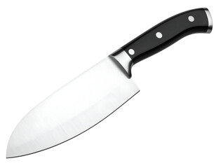 A high-quality stainless steel chef's knife featuring a classic black handle design.