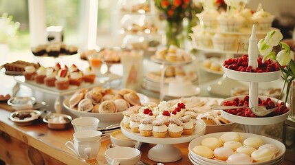 Retro-style Coffee and Dessert Table Arrangement: A Nostalgic Journey Through Vintage Elegance, Timeless Flavors, and Artistic Presentation for Themed Events, Weddings, and Retro-inspired Gatherings