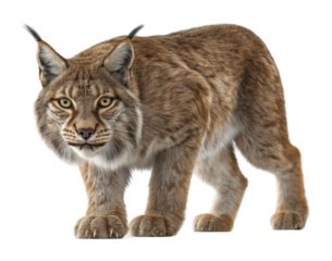 Wild lynx prowling in natural habitat nature view