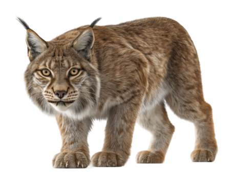 Wild lynx prowling in natural habitat nature view