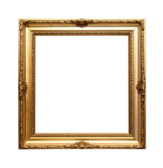 Fototapeta premium Elegant golden vintage baroque frame with transparent background