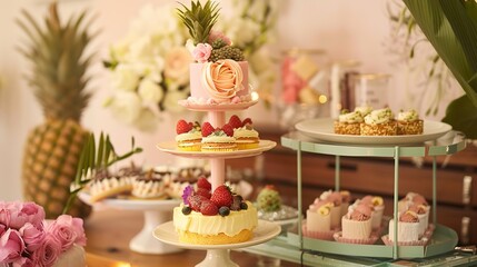 Retro-style Coffee and Dessert Table Arrangement: A Nostalgic Journey Through Vintage Elegance, Timeless Flavors, and Artistic Presentation for Themed Events, Weddings, and Retro-inspired Gatherings