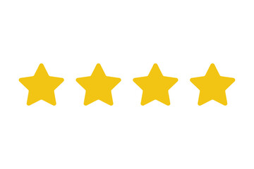 yellow four star rating icon isolated 
