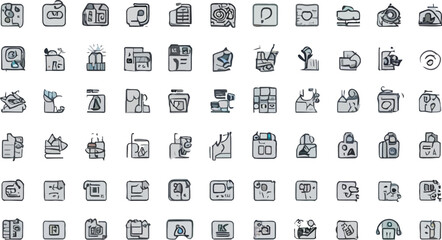 Web design vector icon set collection with business and media symbols