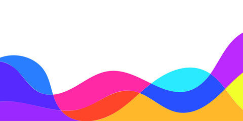 Abstract design with overlapping, wavy shapes in vibrant colors