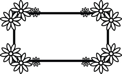 black and white floral frame