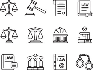 Fototapeta premium Legal Documents and Court Icons