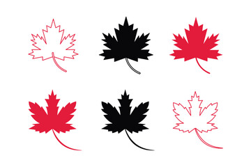 Maple leave icon set. Canada Maple Leaf icon set. vector art illustration.