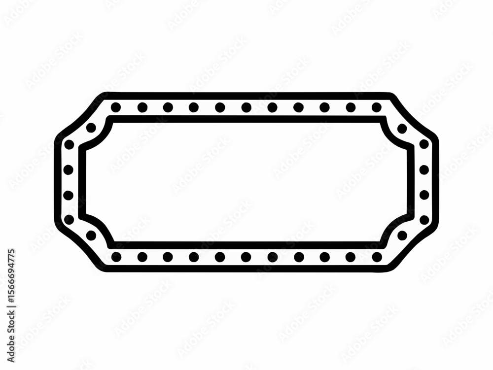 Poster decorative black and white frame with rounded corners and dot pattern border for visual design use