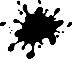 Black ink blot splash vector illustration with paint splatter design