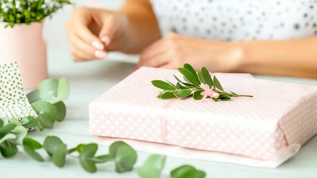 A well-crafted gift box is adorned with delicate flora, evoking feelings of generosity and thoughtfulness, ideal for conveying sincere feelings.
