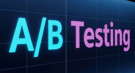 The words ab testing glow on a dark blue digital screen