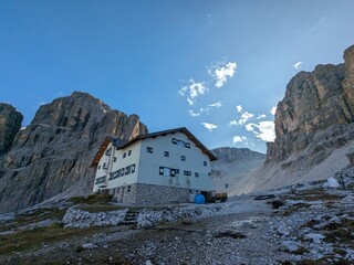 Beautiful landscape of Italian Dolomites mountains, great place for outdoor hiking and climbing via...