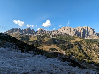 Beautiful landscape of Italian Dolomites mountains, great place for outdoor hiking and climbing via...
