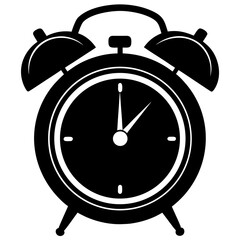 A silhouette  of a alarm clock on white background 