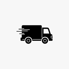 Fast shipping delivery truck flat vector icon for apps and websites fully editable vector template