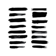 Black paint brush strokes vector set for artistic design elements grunge style