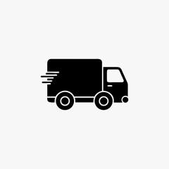 Fast shipping delivery truck flat vector icon for apps and websites fully editable vector template