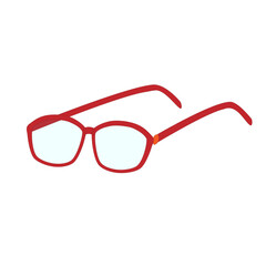 Fototapeta premium 赤いフレームのボストン型メガネのイラスト