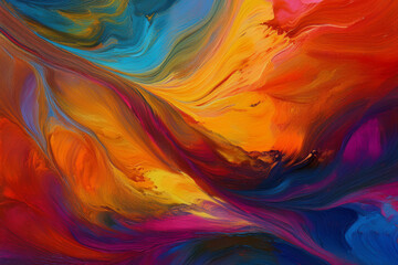 Passionate and Fiery Flowing Abstract Painting