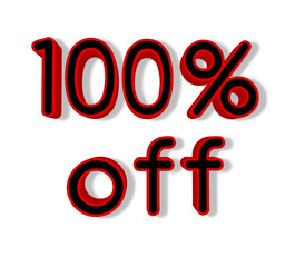 Hundred percent sign on transparent background