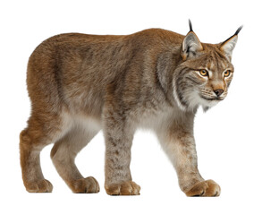 Lynx walking through natural habitat wildlife focused perspective