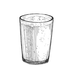 Vector hand-drawn illustration of a glass of sugar. Black and white sketch of ingredients for recipe design.