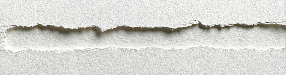 Horizontal Tear in White Textured Paper Background