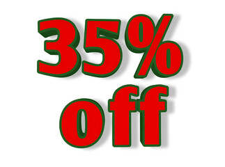 3d rendering of thirty five percent discount number on transparent background