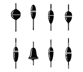 Fishing floats and bobbers vector set for outdoor adventure graphics. © Nazmul