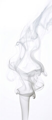 Abstract smoke swirling on white background creating elegant shapes