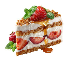 Delicious strawberry cream cake slice kitchen food bright