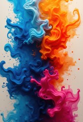 Fototapeta premium dynamic ink swirl effects textured paper artistry vibrant colors fluid motion abstract pattern design, brushstroke, composition, hue, inkblot, colorwheel