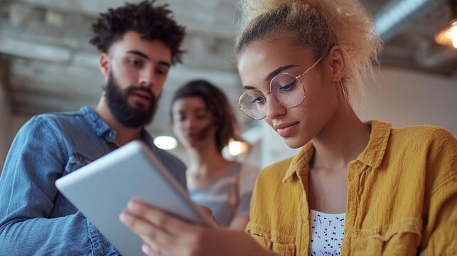 close-up-of-inclusive-startup-founders-analyzing-climate-data-on-tablet-in-coworking-space