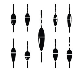 Set of fishing floats and bobbers on a white background for outdoor and fishing related designs.  © Nazmul
