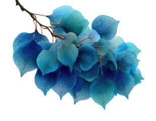 Vibrant blue leaves in nature artistic environment