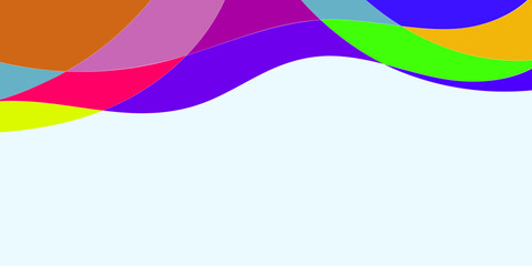 Abstract design with overlapping, flowing shapes of primary colors