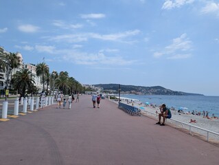 The Promenade des Anglais and the Mediterranean Sea in Nice, France - June 2025