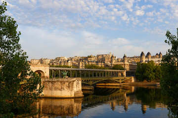 This urban view in Paris at Bir-Hakeim bridge means a top view in Paris. Early morning.