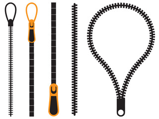 Zipper vector silhouette. Zipper icon vector silhouette  illustration  on white background. Zipper pattern collection