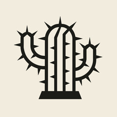 Minimalist Style Detailed Cactus Desert Plant Icon Botanical Illustration