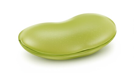 Single green broad bean showcasing its smooth texture and vibrant color