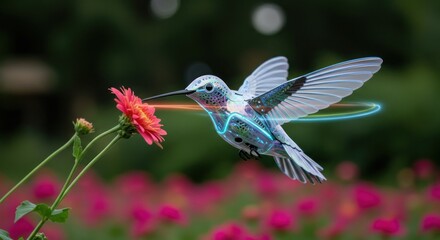 Fototapeta premium Hummingbird near flower